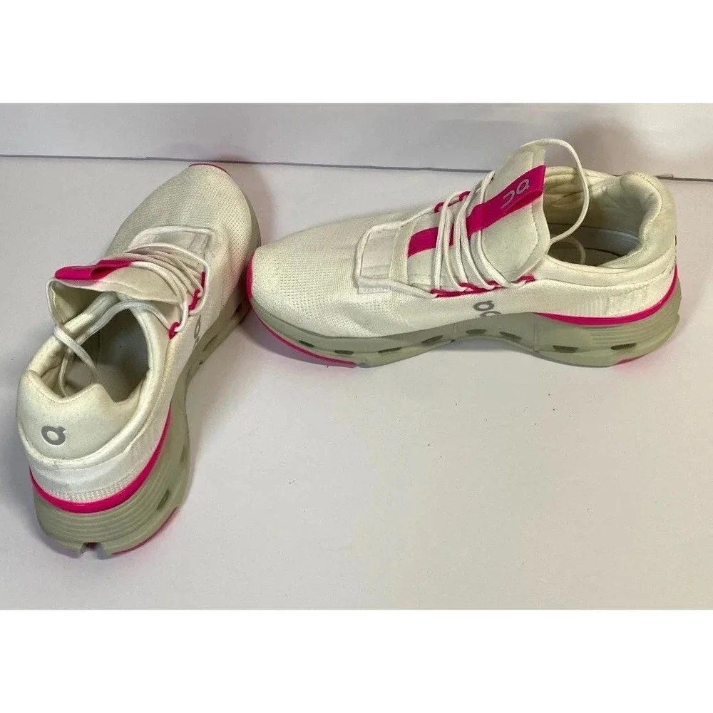 On Cloudnova 26.98495 Women's Sneakers 7M White Carnation Athletic Running Shoe